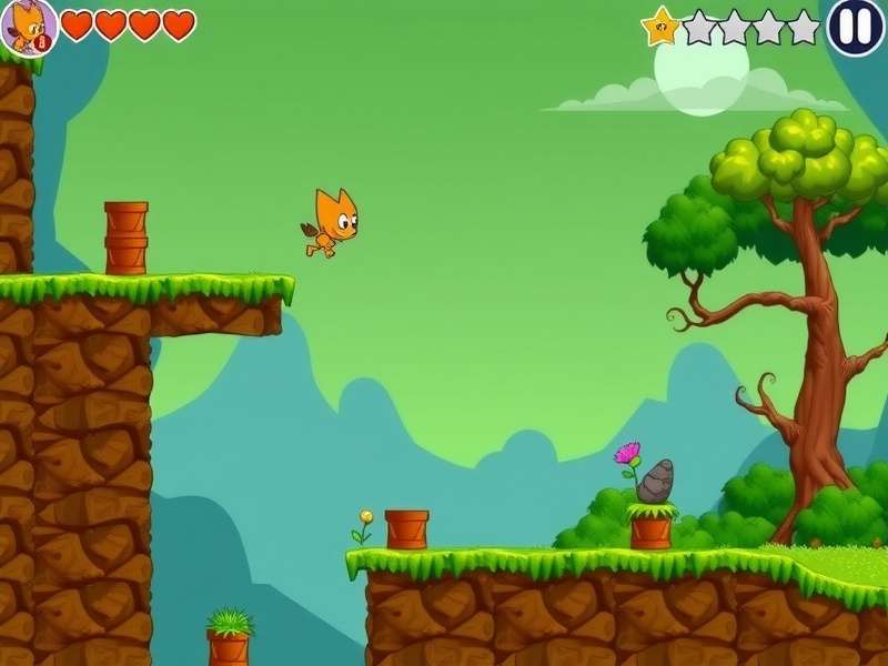 Ginger Jump Adventure gameplay screenshot showing character jumping between platforms